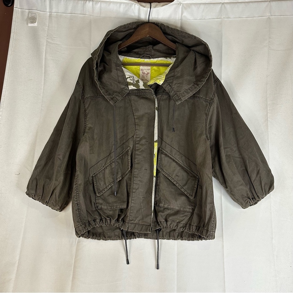 FREE PEOPLE Women’s Size S Jacket Coat Oversized Cotton Drawstring Waist - Picture 2 of 16